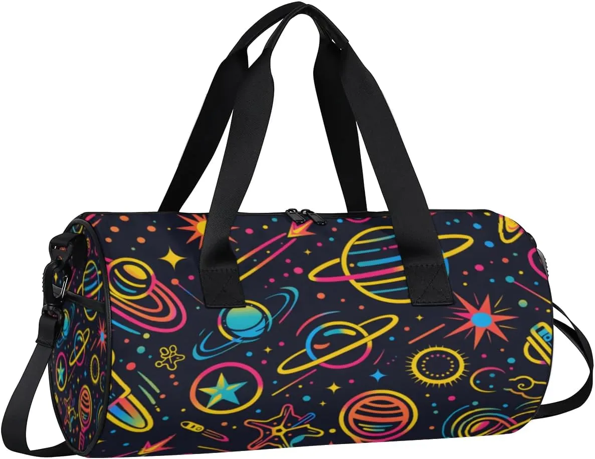Lightweight Travel Duffle Bag Colorful Planets Gym Bag for Women Men Stylish Small Duffle Bag for Fitness Yoga Travel Overnight Sport