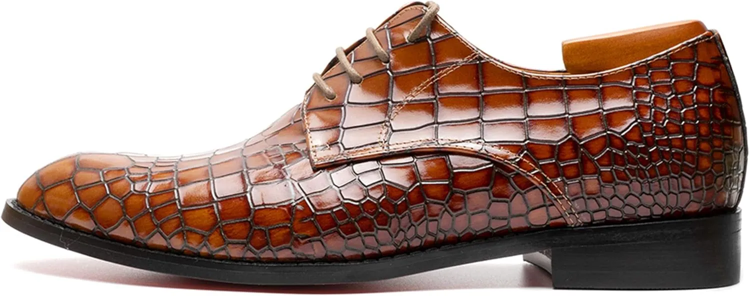 Ligustel Men's Oxfords Shoes Embossed Crocodile Leather Red Bottom Dress Shoes for Formal Casual Handmade Custom