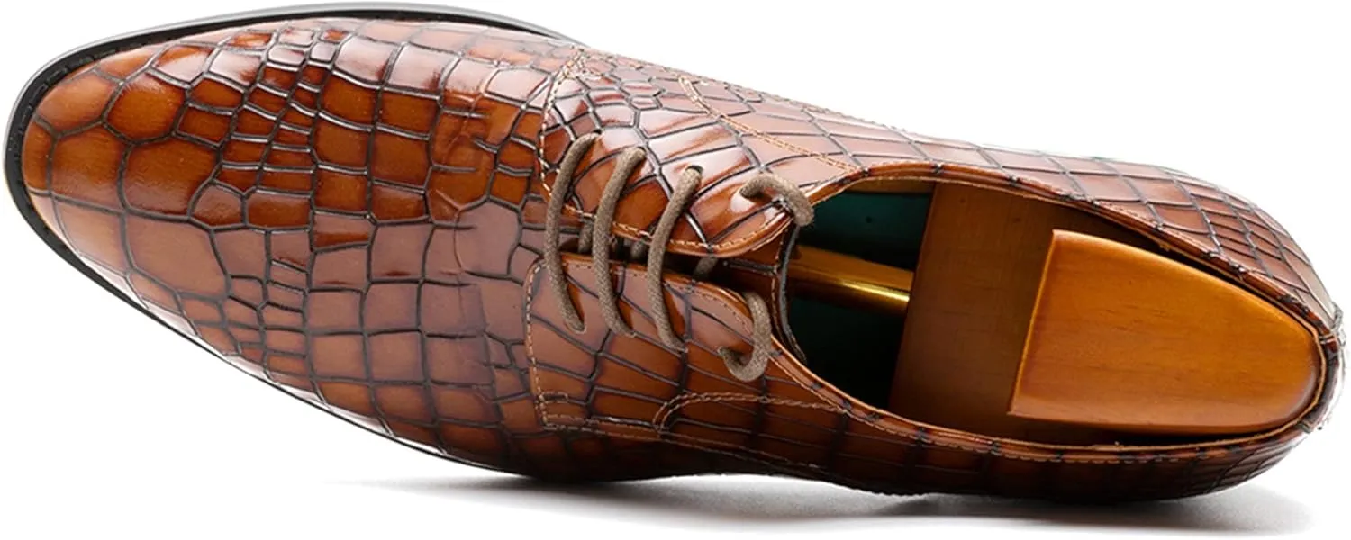 Ligustel Men's Oxfords Shoes Embossed Crocodile Leather Red Bottom Dress Shoes for Formal Casual Handmade Custom