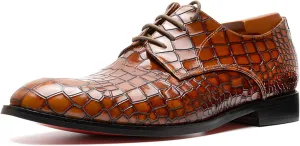 Ligustel Men's Oxfords Shoes Embossed Crocodile Leather Red Bottom Dress Shoes for Formal Casual Handmade Custom