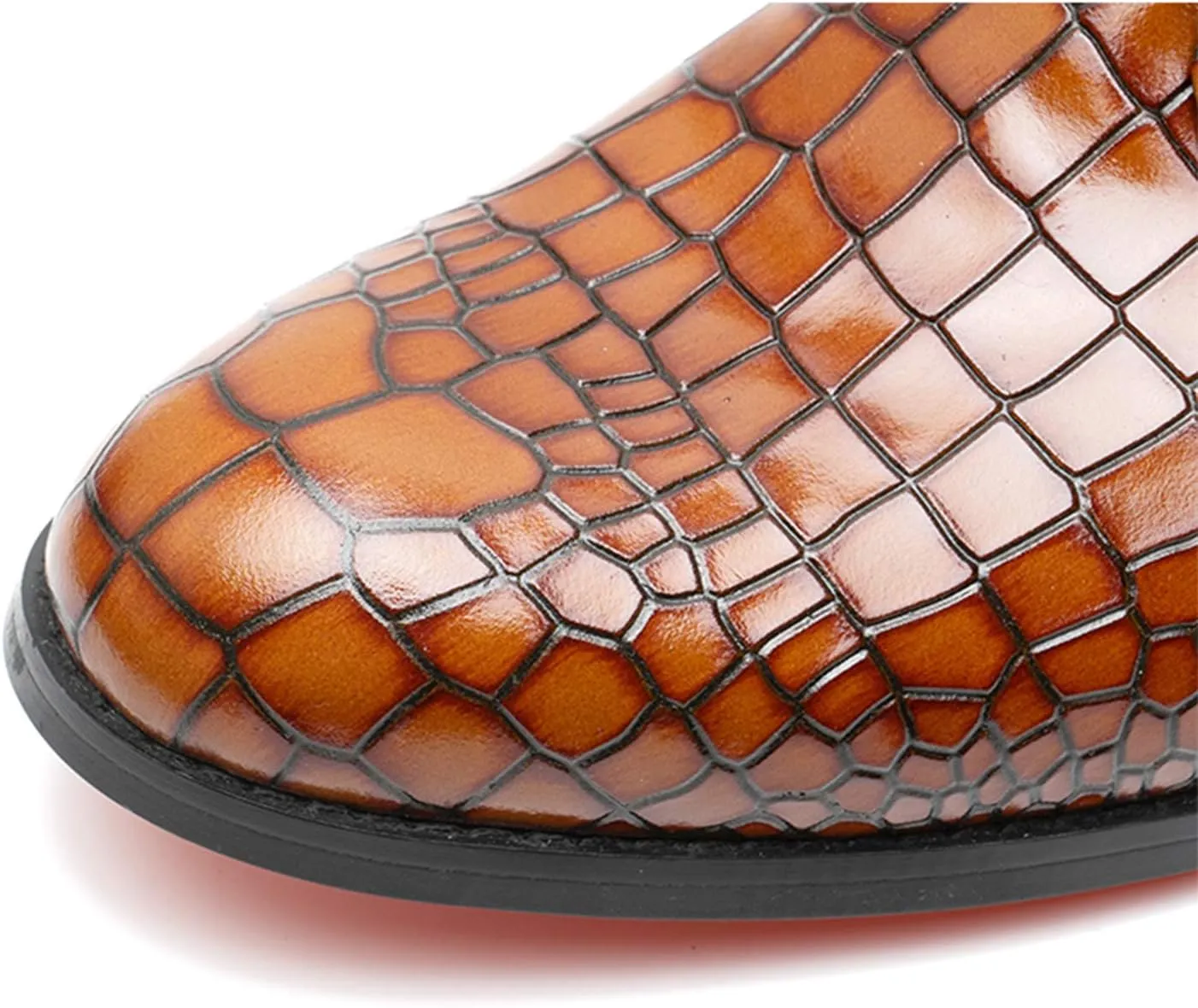 Ligustel Men's Oxfords Shoes Embossed Crocodile Leather Red Bottom Dress Shoes for Formal Casual Handmade Custom