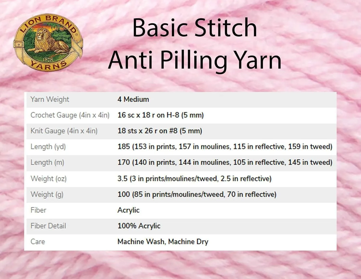 Lion Brand Basic Stitch Anti-Pilling Baby Blue 202-106 (3-Skeins - Same Dye Lot) Worsted Medium #4 Acrylic Yarn for Crocheting and Knitting with Project Bag