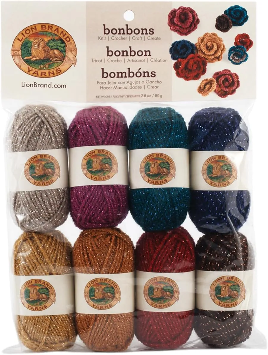 Lion Brand Bonbons 8pcs Party 601-650 (1-Pack - Same Dye Lot) DK Light Worsted #3 Acrylic Yarn for Crocheting and Knitting with Project Bag