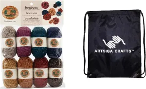 Lion Brand Bonbons 8pcs Party 601-650 (1-Pack - Same Dye Lot) DK Light Worsted #3 Acrylic Yarn for Crocheting and Knitting with Project Bag