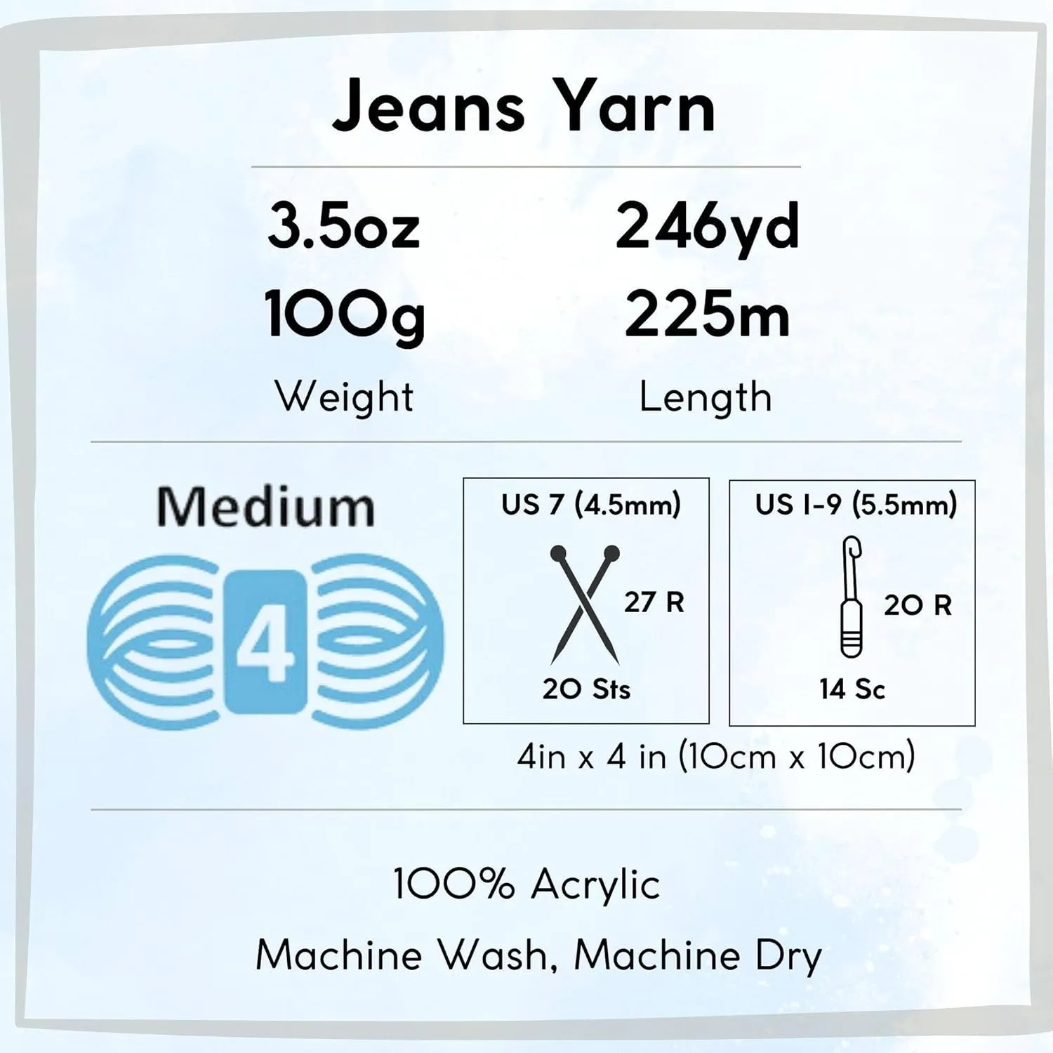 Lion Brand Jeans Stovepipe 505-153 (3-Skeins - Same Dye Lot) Worsted Medium #4 Acrylic Yarn for Crocheting and Knitting with Project Bag