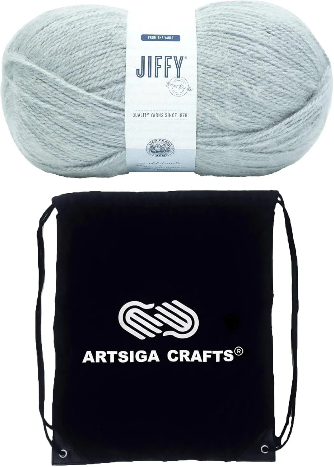 Lion Brand Jiffy Aero 451-105AL (1-Skein - Same Dye Lot) Chunky Bulky #5 Acrylic Yarn for Crocheting and Knitting with Project Bag