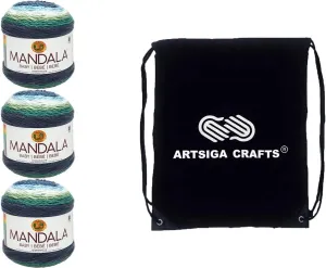 Lion Brand Mandala Baby Echo Caves 526-205 (3-Skeins - Same Dye Lot) DK Light Worsted #3 Acrylic Yarn for Crocheting and Knitting with Project Bag