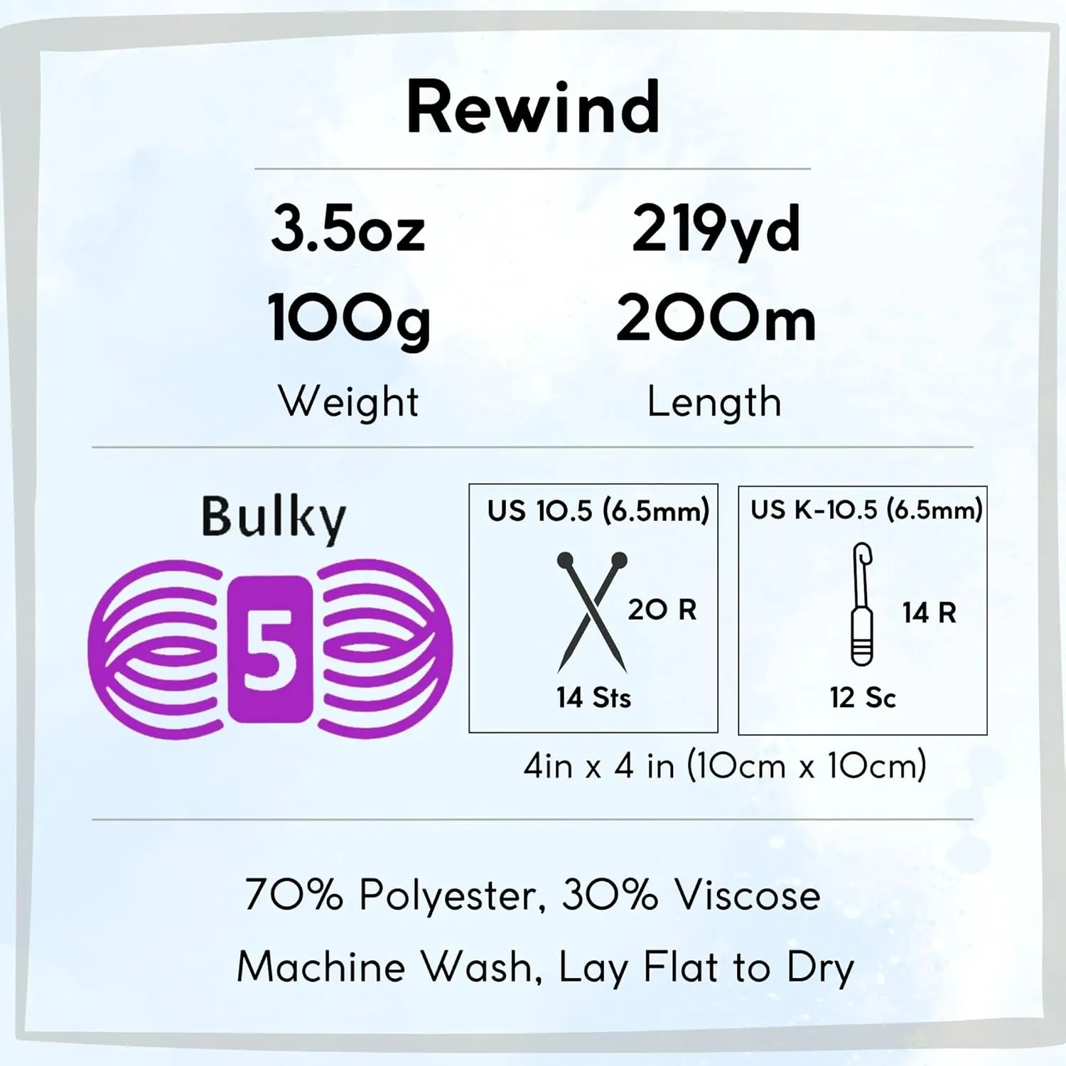 Lion Brand Rewind Marbles 523-106 (3-Skeins - Same Dye Lot) Chunky Bulky #5 Polyester, Viscose Yarn for Crocheting and Knitting with Project Bag
