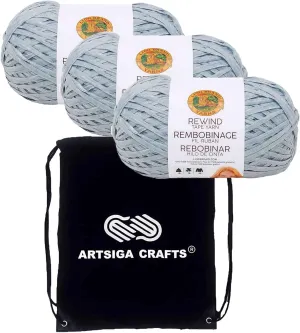 Lion Brand Rewind Marbles 523-106 (3-Skeins - Same Dye Lot) Chunky Bulky #5 Polyester, Viscose Yarn for Crocheting and Knitting with Project Bag