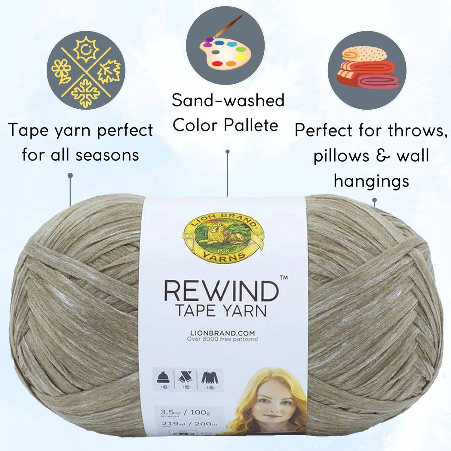 Lion Brand Rewind Willow 523-124 (3-Skeins - Same Dye Lot) Chunky Bulky #5 Polyester, Viscose Yarn for Crocheting and Knitting with Project Bag