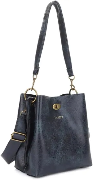 Liz Soto Lola Bucket Bag - Bucket Purse in Vegan Leather and Interchangeable Handles, Crossbody, Compartments, Inner Pocket