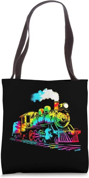 Locomotive Tie Dye - Vintage Colorful Train Driver Lover Tote Bag