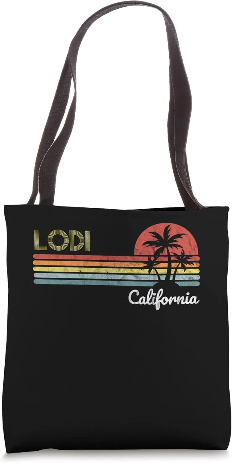 Lodi, CA California visitor native tourist 70s 80s style Tote Bag