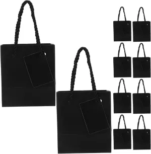 LOGOFUN 24pcs Elegant Black Wedding Favor Bags with Handles Premium Paper Present Pouches for Bridal Showers Party Favors Lightweight Sleek Design