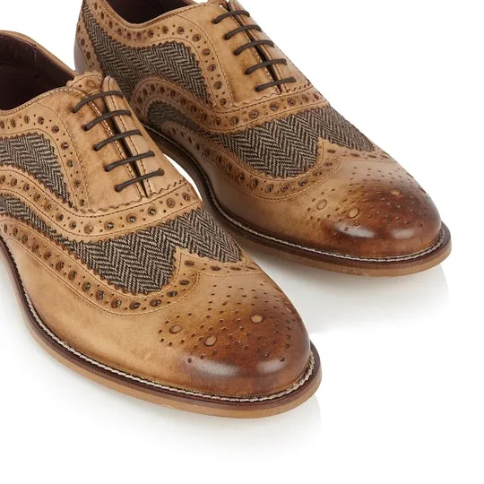 London Brogues Gatsby Shoe Tan/Tweed
