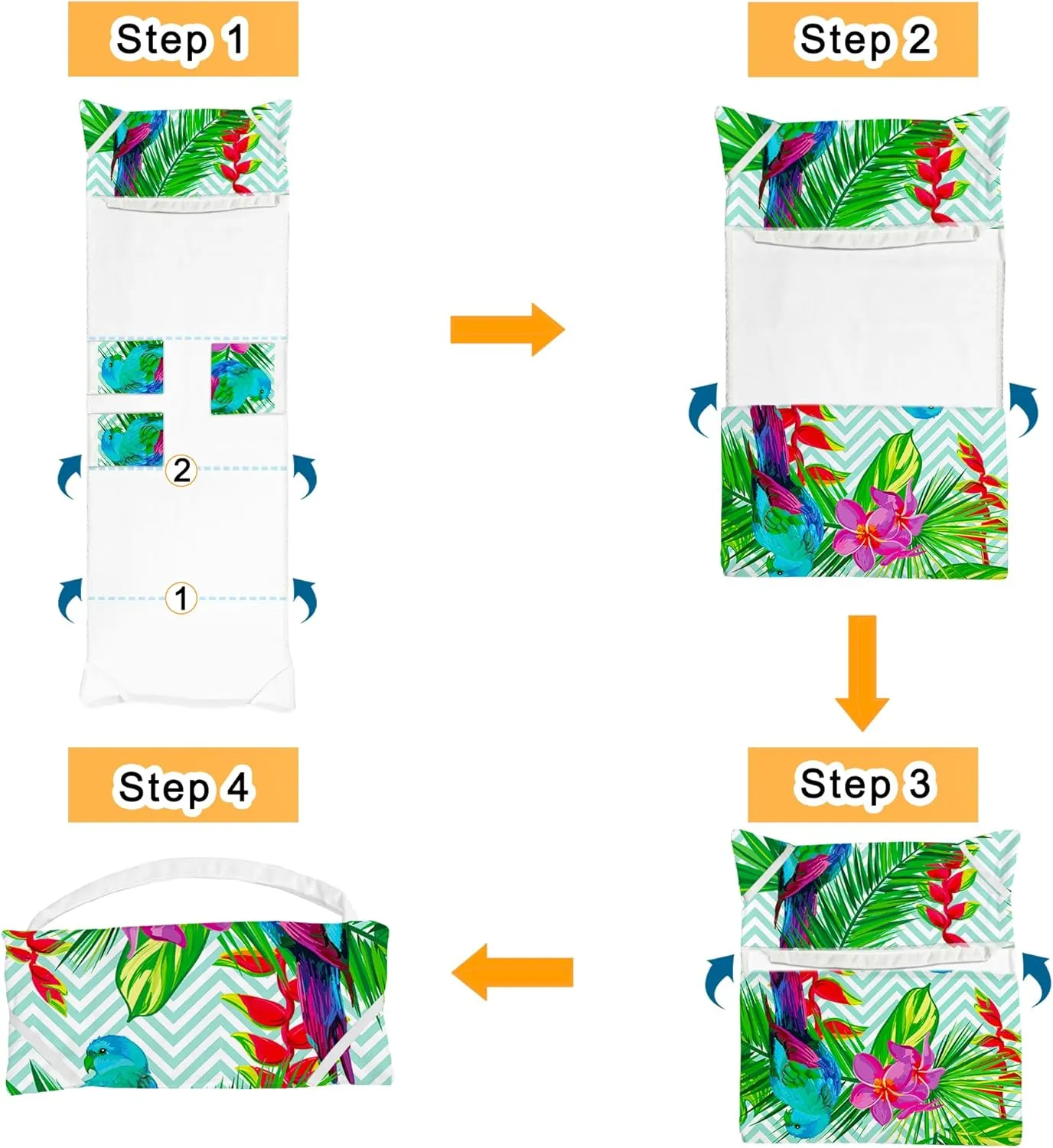 Lounge Chair Towel Cover, Chaise Lounge Cover (Pack of 2), Beach Chair Covers with 3 Pockets for Pool Sunbathing Beach Garden Courtyard Outdoor Trips, 85 x30 in, Bird and Flower(Green)