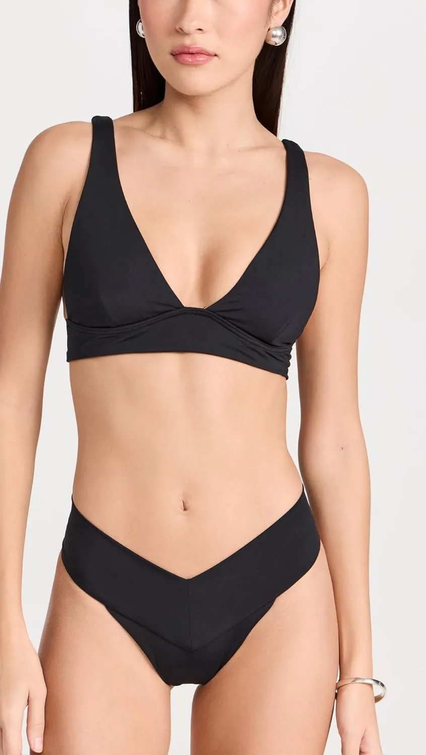 L*Space Harley Bikini Top for Women, Two-Piece Swim Featuring Medium Coverage, Plunge Neckline, Tie Back & Wide Straps