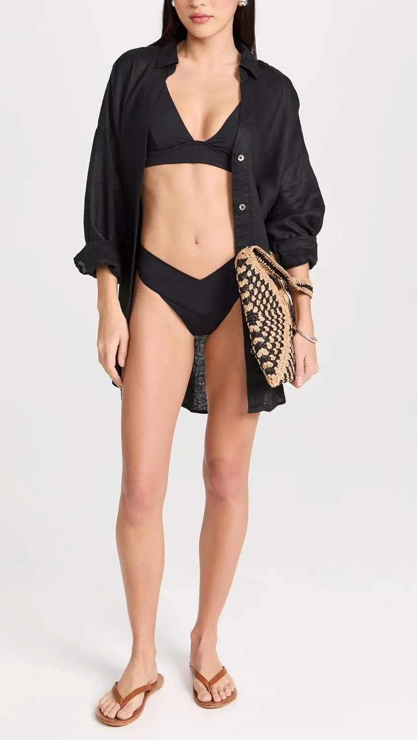 L*Space Harley Bikini Top for Women, Two-Piece Swim Featuring Medium Coverage, Plunge Neckline, Tie Back & Wide Straps