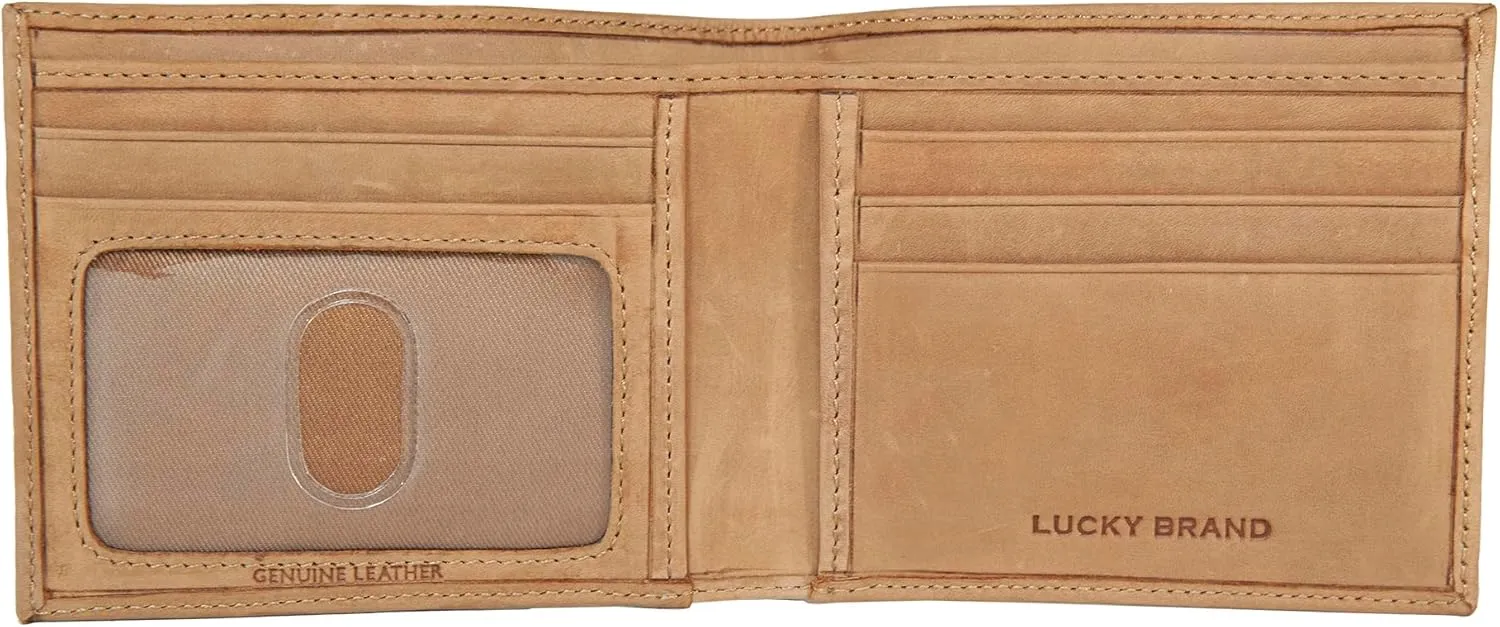Lucky Brand Men's Bifold Wallet | Id Window | Card Slots | Leather | Organization | Durable | Stylish