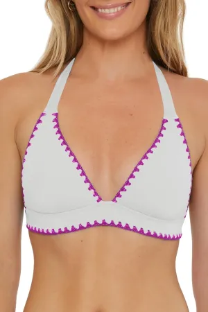 Lucky Brand Women's Marbella Halter Bikini Top, Adjustable, Tie Back, Swimwear Separates
