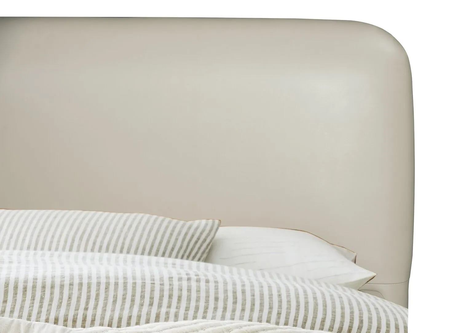 Luka Upholstered Platform Bed in Taupe Vegan-Leather Fabric, Modern - Full Size | Lit plateforme rembourré moderne Luka en tissu de cuir végétalien taupe - format lit double