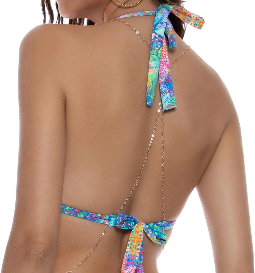 Luli Fama Women's Deco Gardens - Triangle Halter Top