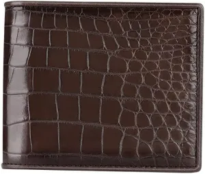 Luxury Real Crocodile Leather Men Wallet Alligator Skin Bifold Wallet Men's Short Wallet Purses (Belly brown)