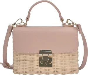 Madison West - The Madeline Crossbody Sunbleached Straw Bag Top Handle Satchel Bag for Women