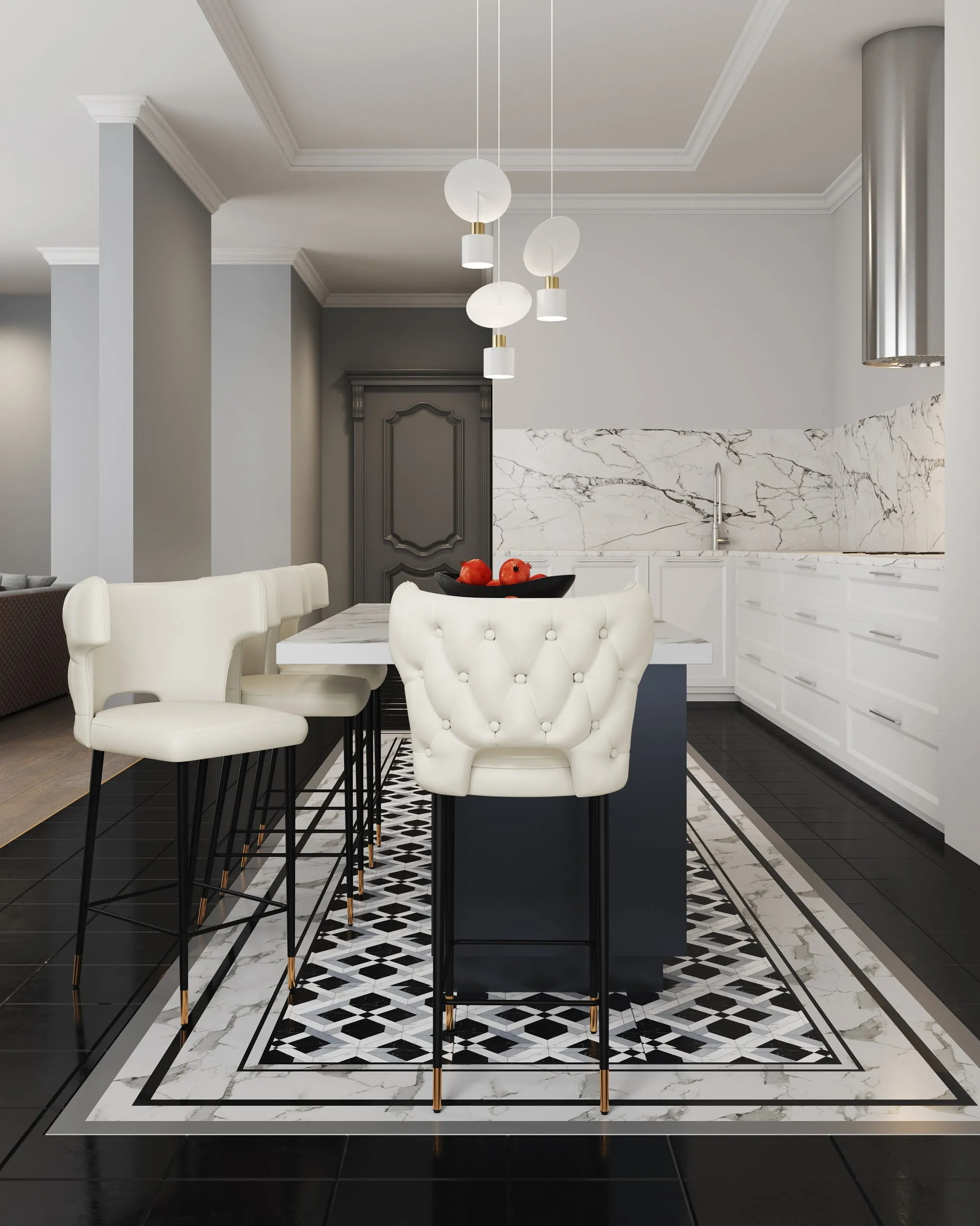 Manhattan Comfort Holguin 37" Counter Height Barstool with Tufted Back Buttons - Cream|Tabouret bar Holguin de Manhattan Comfort de hauteur comptoir de 37 po avec dossier capitonné - crème