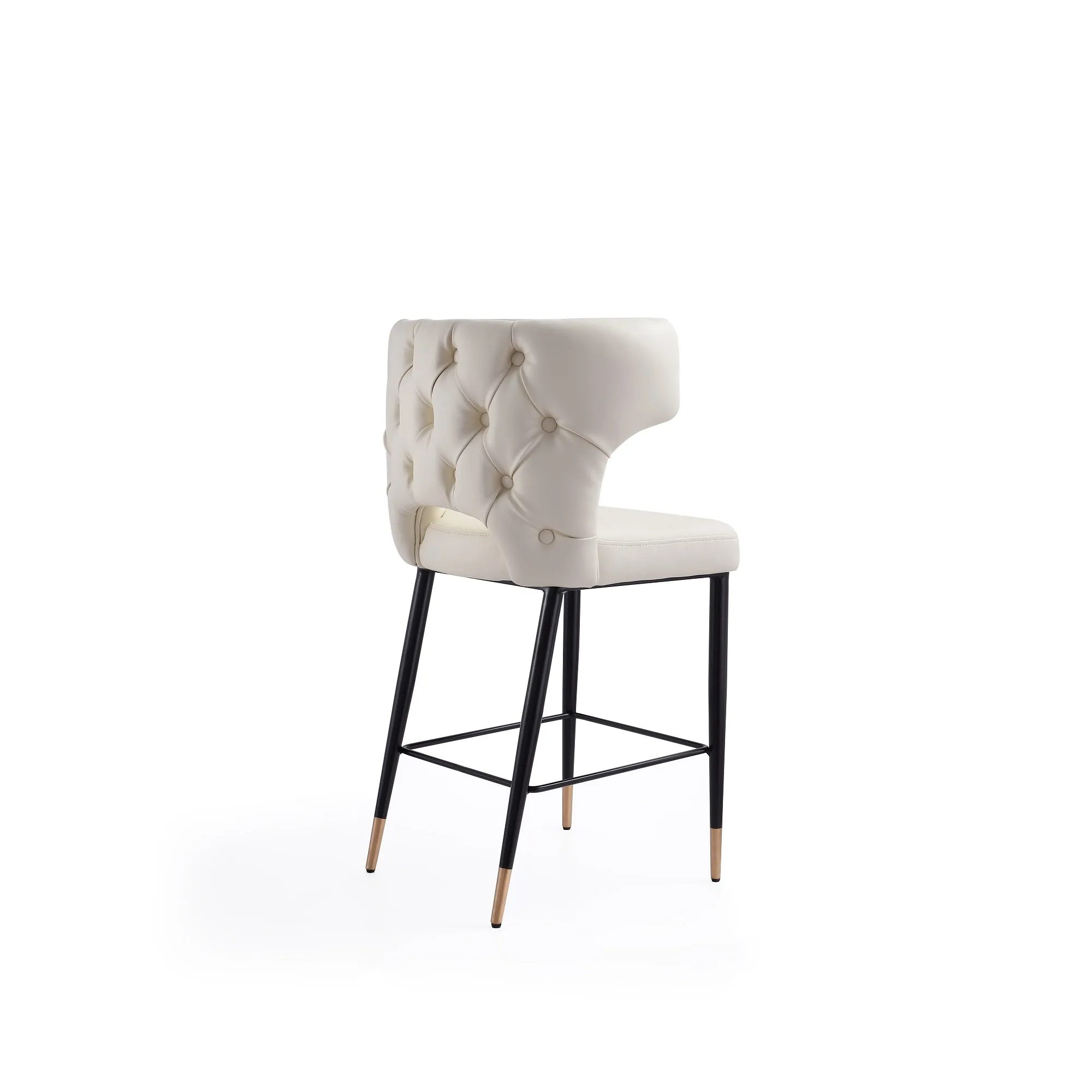 Manhattan Comfort Holguin 37" Counter Height Barstool with Tufted Back Buttons - Cream|Tabouret bar Holguin de Manhattan Comfort de hauteur comptoir de 37 po avec dossier capitonné - crème