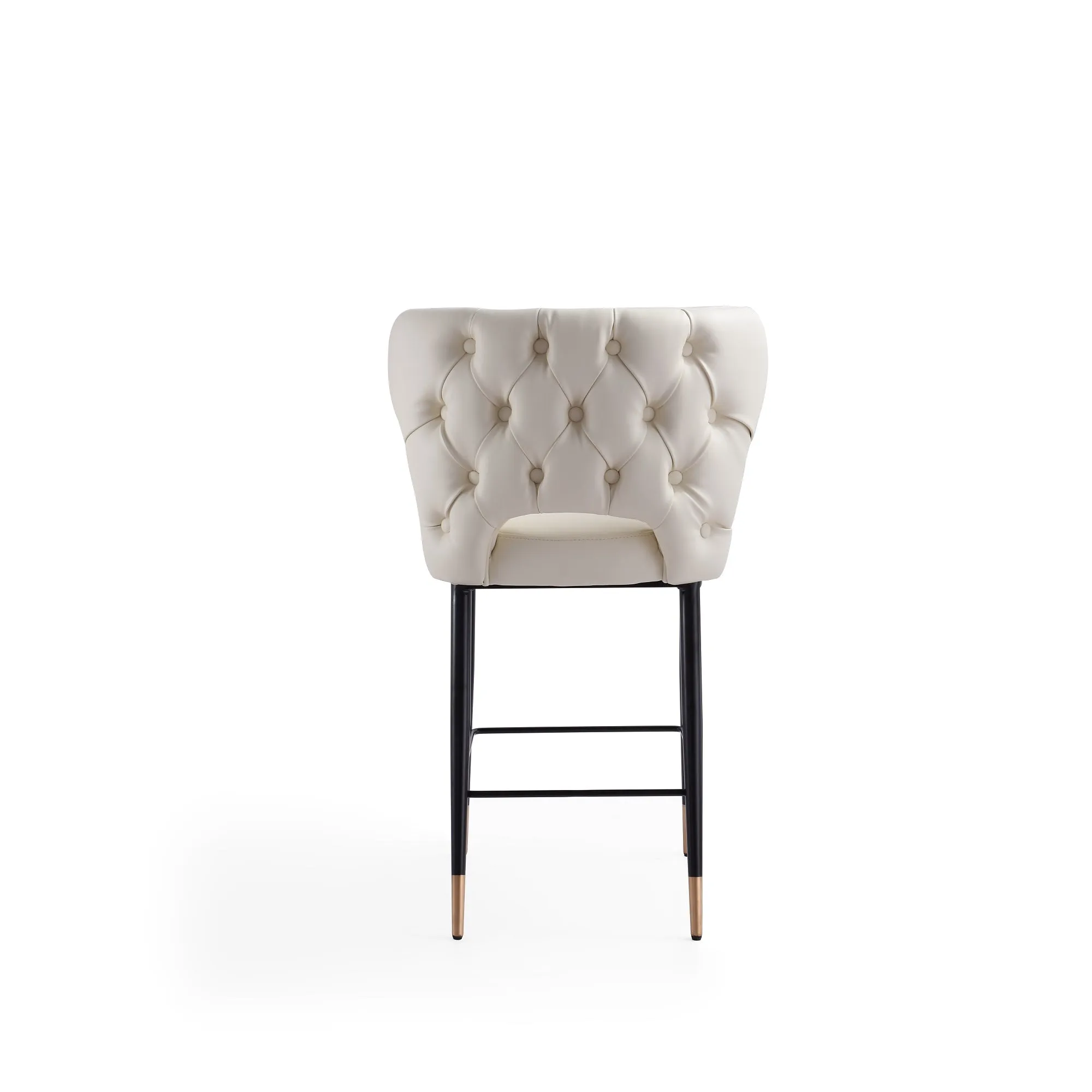 Manhattan Comfort Holguin 37" Counter Height Barstool with Tufted Back Buttons - Cream|Tabouret bar Holguin de Manhattan Comfort de hauteur comptoir de 37 po avec dossier capitonné - crème