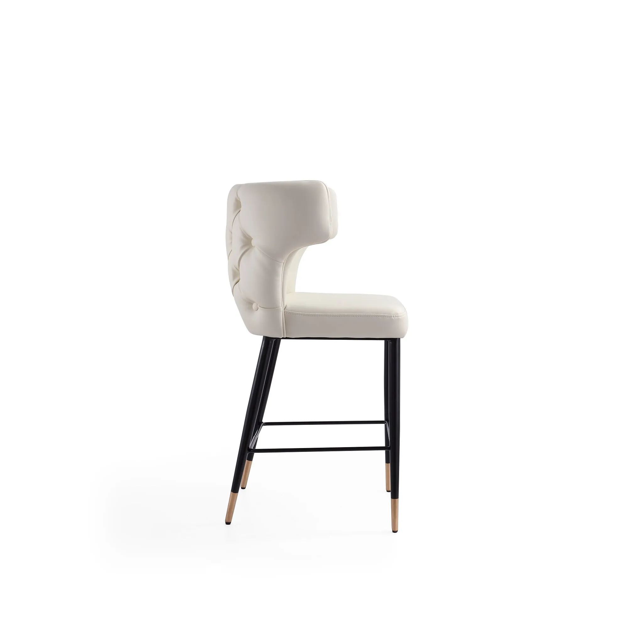 Manhattan Comfort Holguin 37" Counter Height Barstool with Tufted Back Buttons - Cream|Tabouret bar Holguin de Manhattan Comfort de hauteur comptoir de 37 po avec dossier capitonné - crème