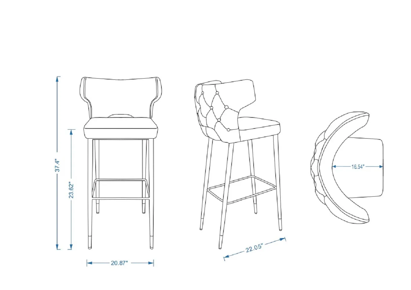 Manhattan Comfort Holguin 37" Counter Height Barstool with Tufted Back Buttons - Cream|Tabouret bar Holguin de Manhattan Comfort de hauteur comptoir de 37 po avec dossier capitonné - crème