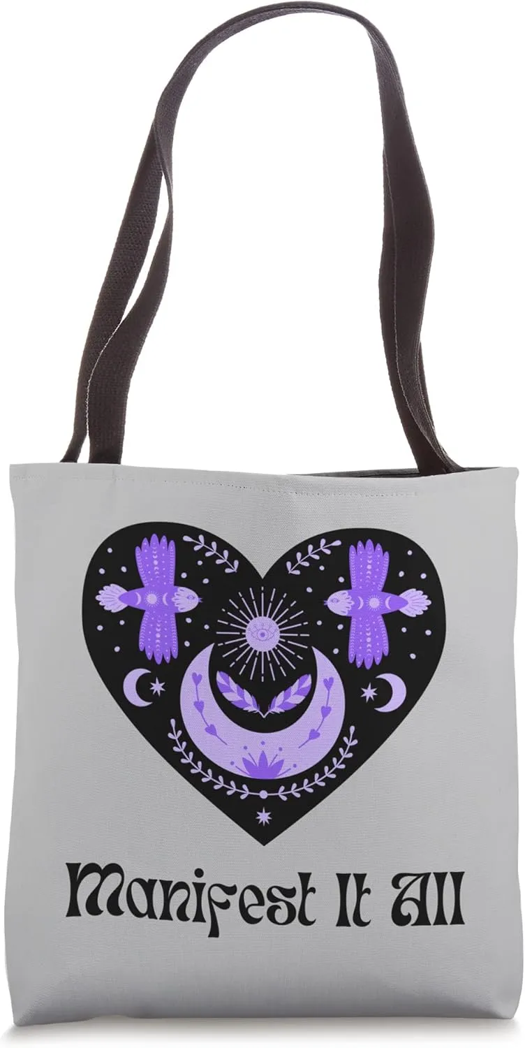 Manifest It All Manifestation New Age Moon Eye Dreamcatcher Tote Bag