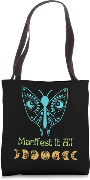 Manifest It All Retro Groovy Manifestation New Age Teal Tote Bag