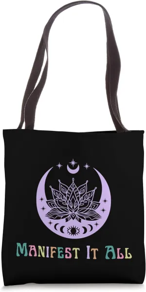 Manifestation Manifest It All New Age Retro Groovy Colorful Tote Bag