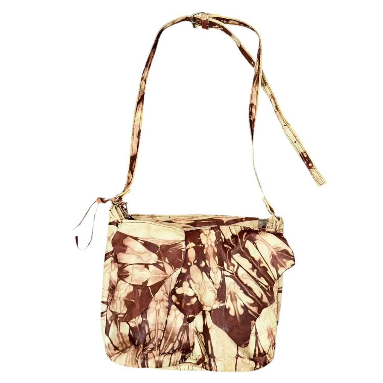 Marbled Raw Leather Satchel Bag