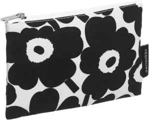 MARIMEKKO Kaika Mini Unikko Terry Cotton Cosmetic Pouch (Black) – Floral Cosmetic Pouch to Include in your Travel Essentials – 8 in x 6 in