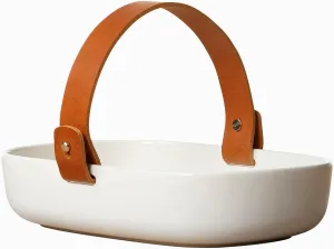 MARIMEKKO Koppa Oiva Serving Tray — Refine Your Kitchen Décor with Our Iconic White Stoneware — Stylish & Classic White Porcelain Serving Tray to Elevate Your Dining Experience (5 in x 8 in)