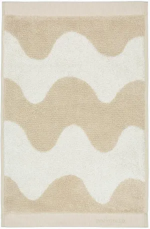 MARIMEKKO Lokki Terry Cotton Guest Towel (Beige) – Waves Patterned Guest Towels – 20 in x 12 in