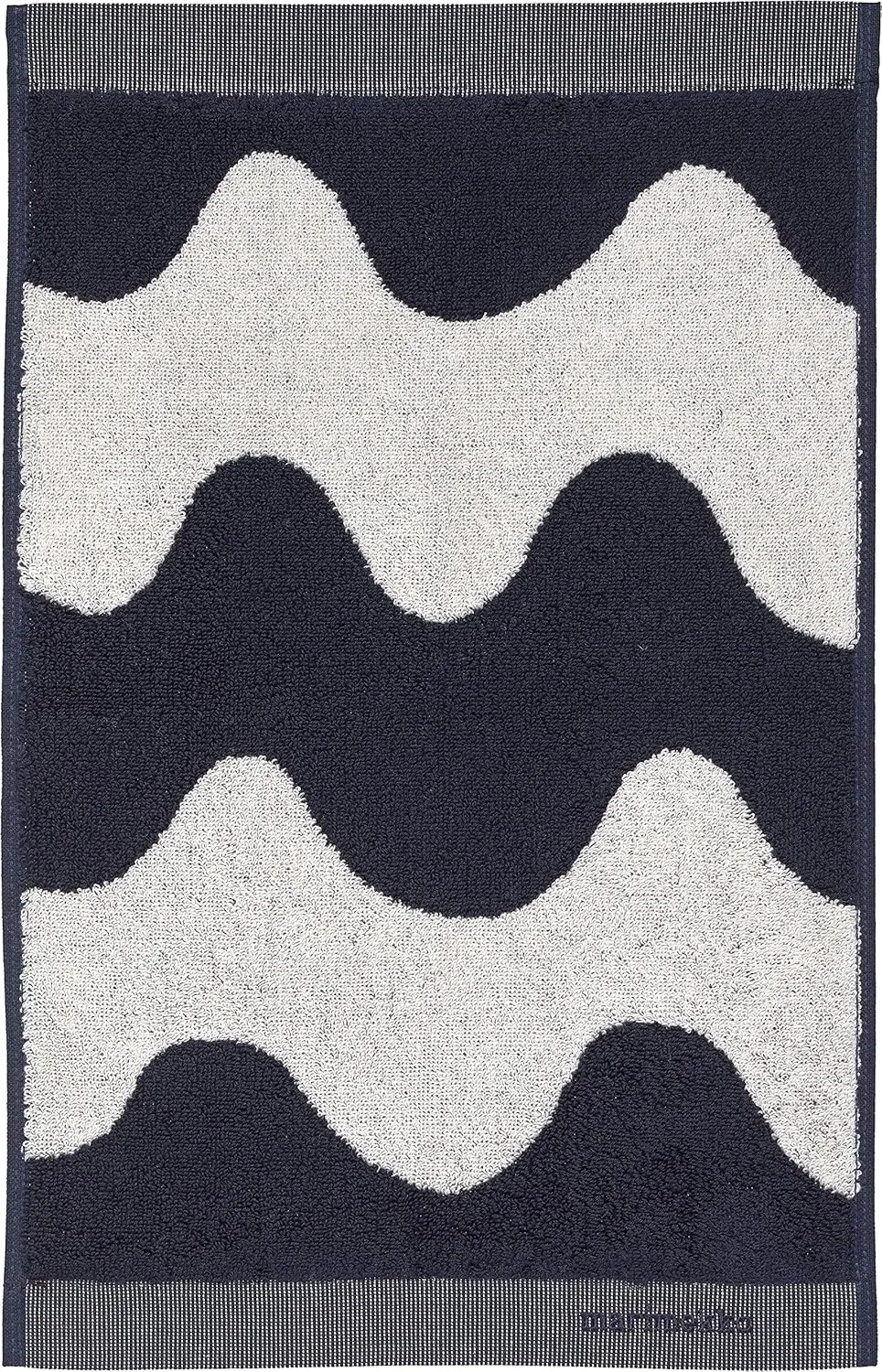 MARIMEKKO Lokki Terry Cotton Guest Towel (Dark Blue) – Waves Patterned Guest Towels – 20 in x 12 in