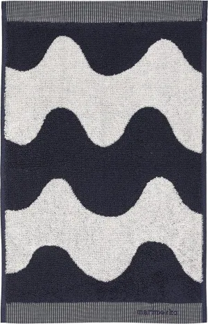 MARIMEKKO Lokki Terry Cotton Guest Towel (Dark Blue) – Waves Patterned Guest Towels – 20 in x 12 in