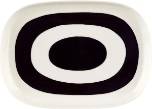 MARIMEKKO Melooni Serving Platter – Refine Your Kitchen Décor with Our Black & White Stoneware — Stylish Retro Serving Platter to Elevate Your Dining Experience (13 in x 9 in)