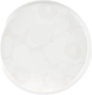 MARIMEKKO Oiva Unikko Stoneware Salad Plate — Refine Your Kitchen Décor with Our Iconic White Stoneware — Stylish Porcelain Salad Plates (8”)