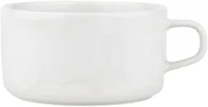 MARIMEKKO Oiva Unikko Tea Cup – Refine Your Kitchen Décor with Our Iconic White Stoneware – Stylish Porcelain Tea Cups to Elevate Your Drinking Experience (8.5 oz)