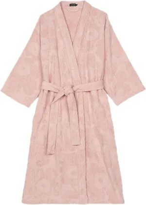 MARIMEKKO Pieni Unikko Terry Cotton Bathrobe (Powder Pink) – Floral Patterned Bathrobe – 46 in x 23 in (L/XL)