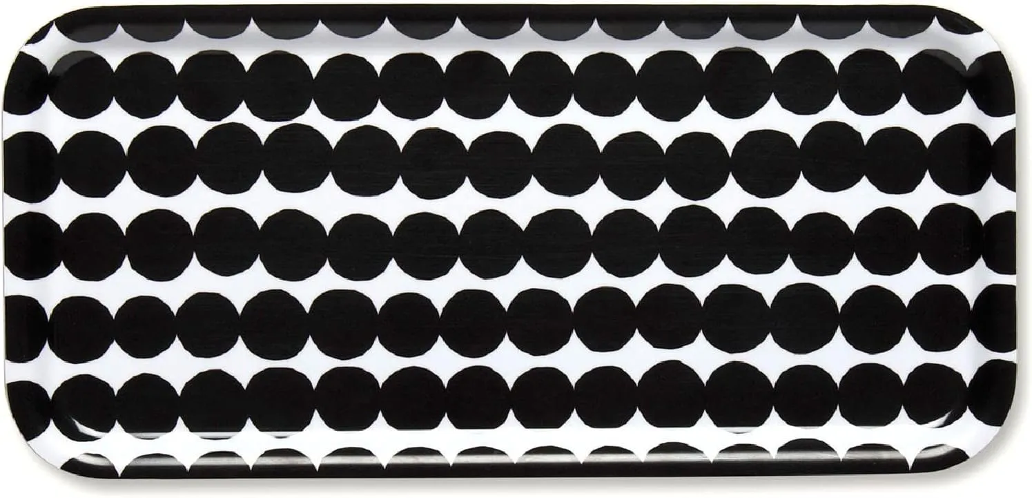 MARIMEKKO Räsymatto Birch Serving Tray — Refine Your Kitchen Décor with Our Iconic Black & White Tableware — Stylish Outdoor Medium Serving Tray (13 in x 6 in)