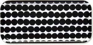 MARIMEKKO Räsymatto Birch Serving Tray — Refine Your Kitchen Décor with Our Iconic Black & White Tableware — Stylish Outdoor Medium Serving Tray (13 in x 6 in)