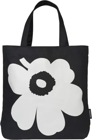 MARIMEKKO Torna Unikko Cotton Tote Bag (Black and White) – Large Tote Bag to Include in your Daily Essentials – 18” x 15” x 5”