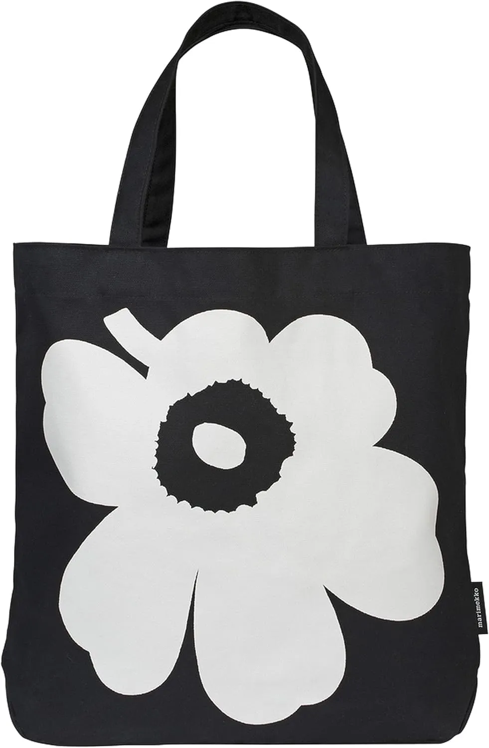 MARIMEKKO Torna Unikko Cotton Tote Bag (Black and White) – Large Tote Bag to Include in your Daily Essentials – 18” x 15” x 5”